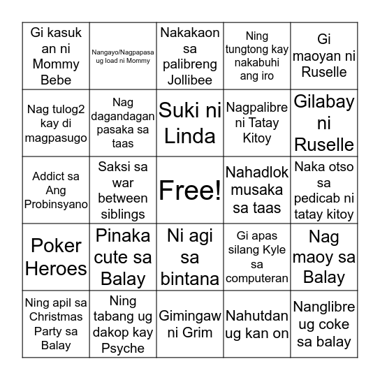 Bingo Card (Family Edition) ❣️ Bingo Card