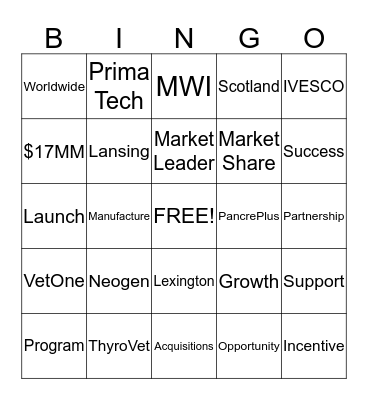 Neogen Bingo Card