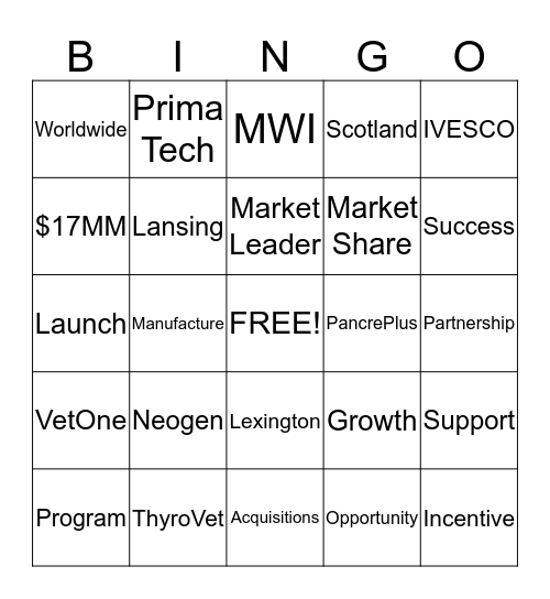 Neogen Bingo Card