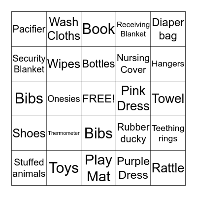Livi's Baby Shower Bing Bingo Card
