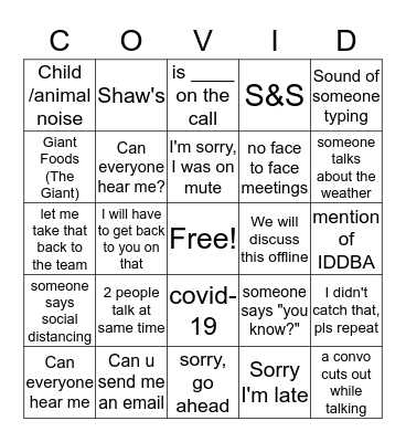 CONFERENCE CALL BINGO Card