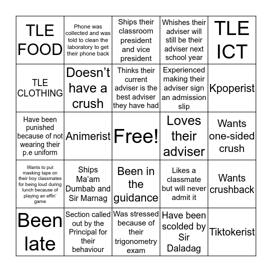 KSU Grade-9 BINGO Card