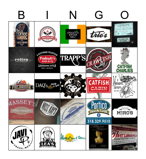 Eat Local Bingo Card