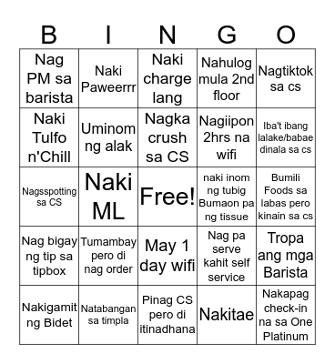 CAFE SUPREMO BINGO Card