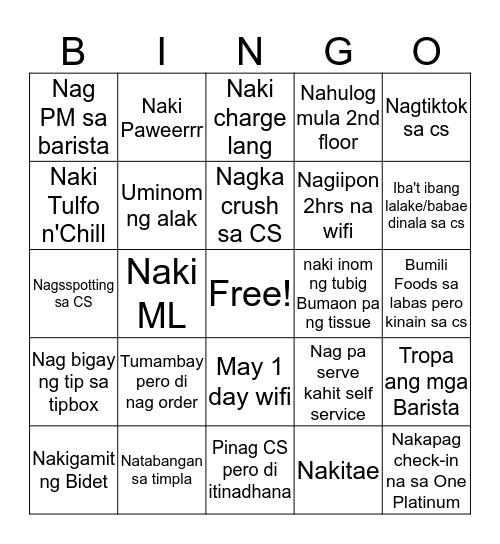 CAFE SUPREMO BINGO Card