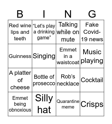 Virtual Bar Bingo Card