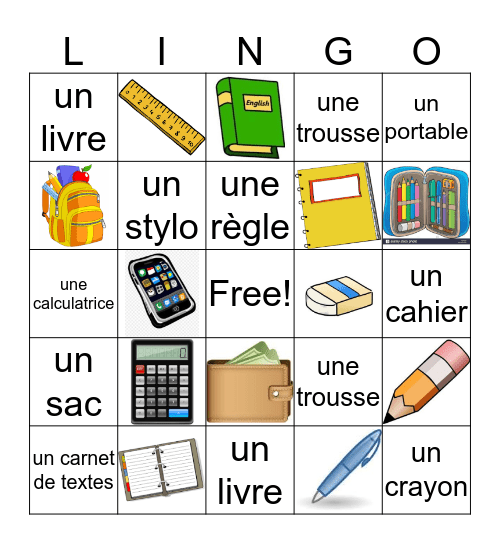 Lingo - Dans Mon Sac Bingo Card