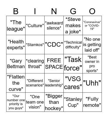 VSG Virtual All-Staff Meeting Bingo Card