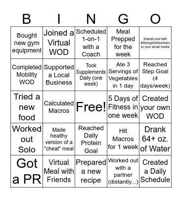C.L.E.A.N Challenge Bingo Card