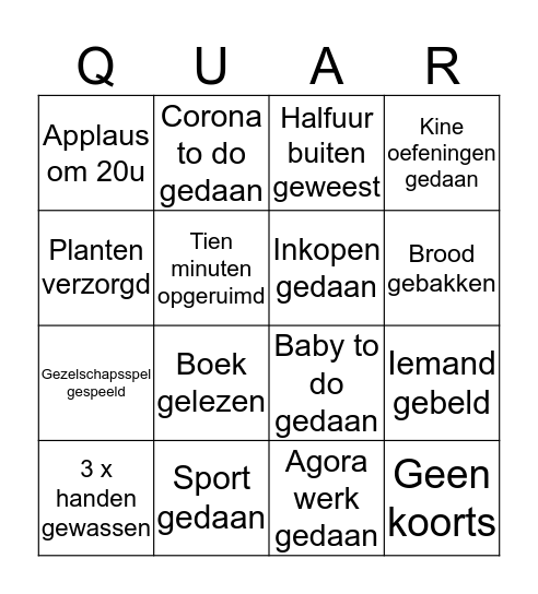 Corona Bingo Pepijn Bingo Card