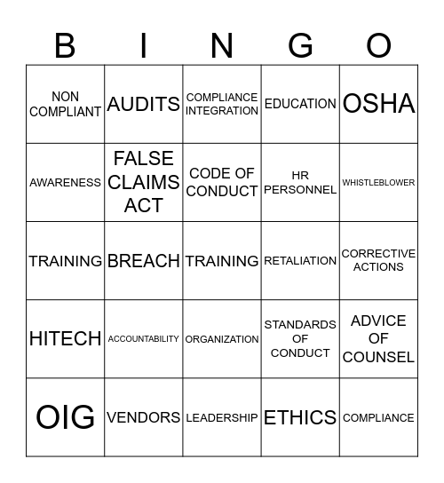 TWISTED BINGO Card