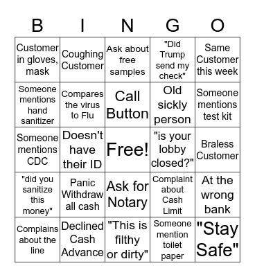 Pandemic Bingo Card