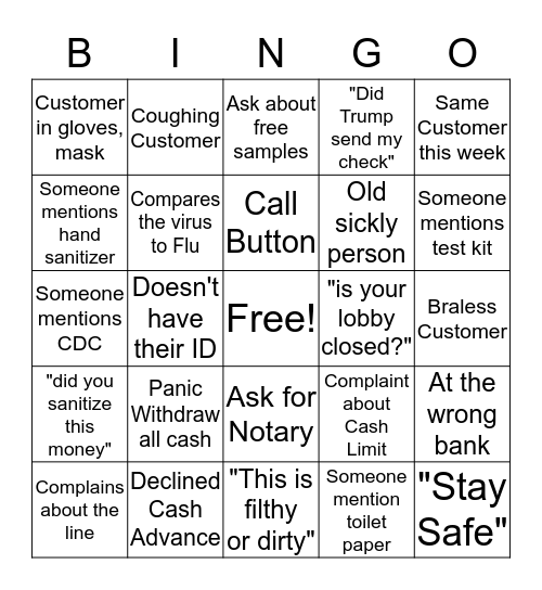 Pandemic Bingo Card