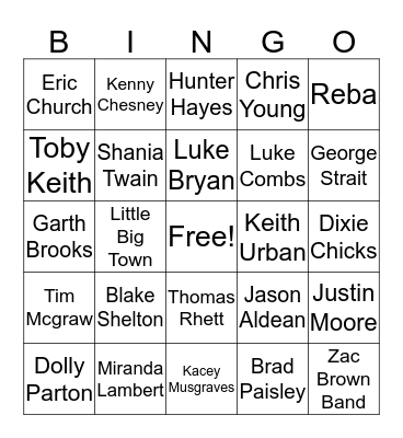 Artists Bingo Card