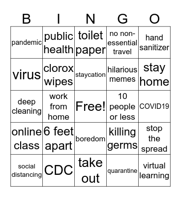 Quarantine Bingo  Bingo Card