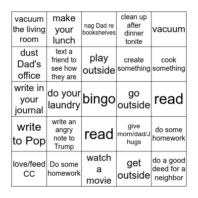 COVID 19 BINGO Card