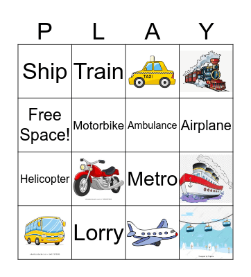 Transportation Bingo Card