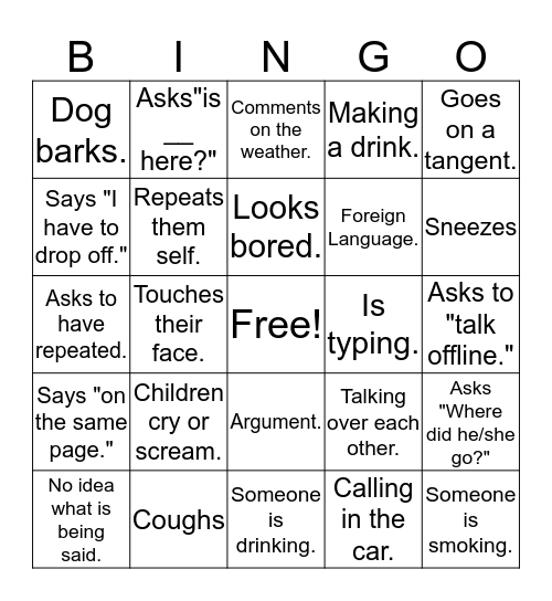 Happy Hour Sanity Bingo Game Bingo Card