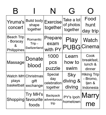 Min Hui & Pei Yee Bingo Challenge Bingo Card