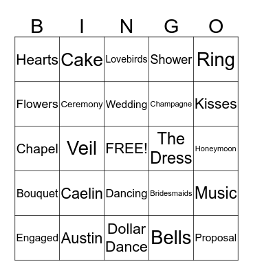 Bridal Bingo Card