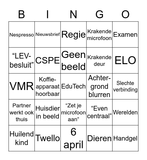 Zone.college Twello Teams Thuiswerk Bingo Card