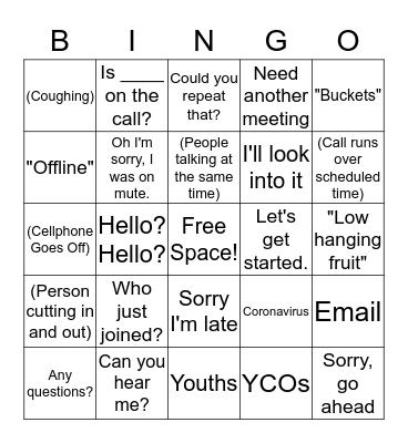 Conference Call Bingo Card