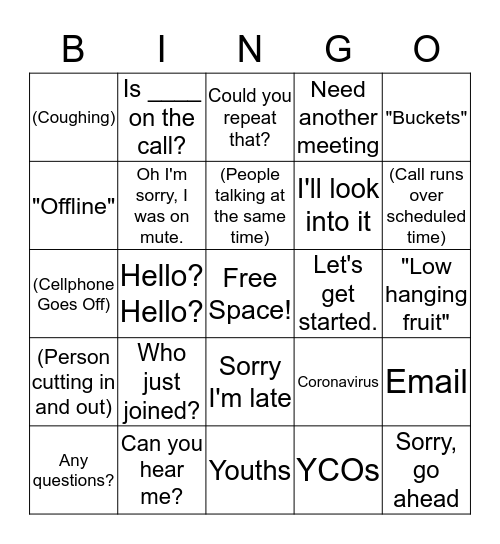 Conference Call Bingo Card