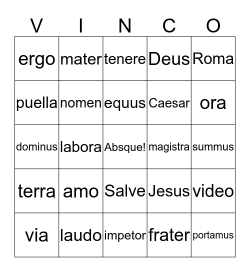 VINCO! Bingo Card