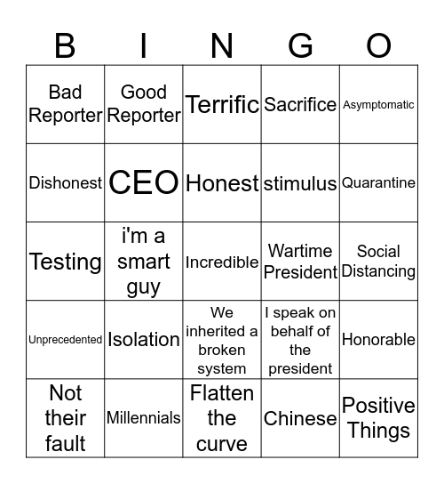 Press Briefings Bingo Card