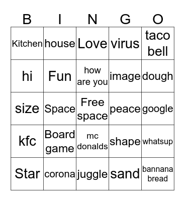 Audreys Bingo Game Bingo Card