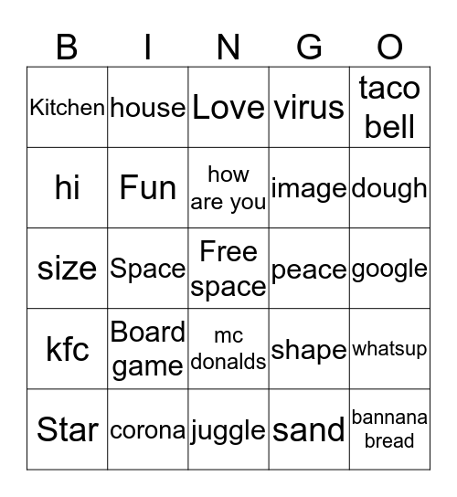 Audreys Bingo Game Bingo Card