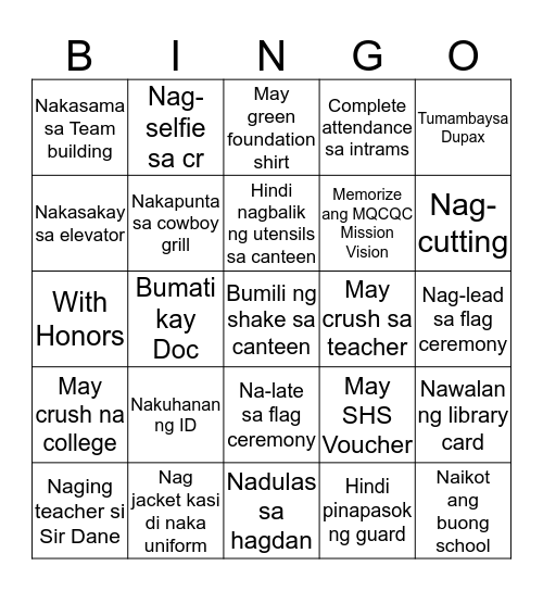 MQCQC edition  Bingo Card