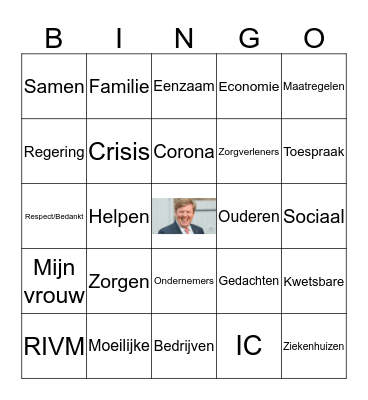 Willem Alexander Toespraak Bingo Card