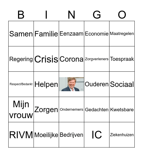 Willem Alexander Toespraak Bingo Card