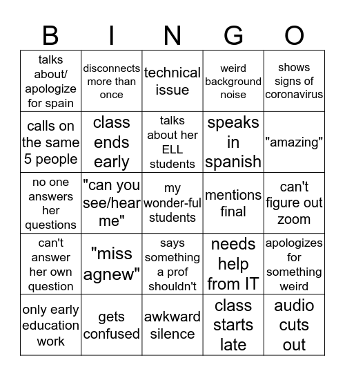 ELL Bingo Card