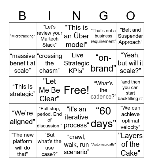 Ericisms Bingo Card
