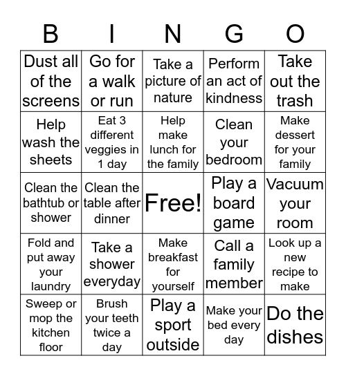 Life Skill board 2  Bingo Card