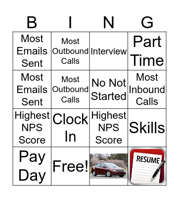 Employment Bingo Card