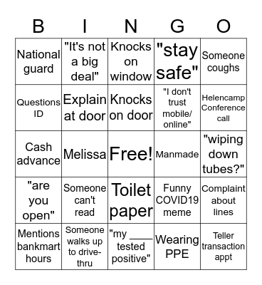 Quarantine Bingo Card