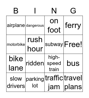 Unit 8 Vocabulary Bingo Card