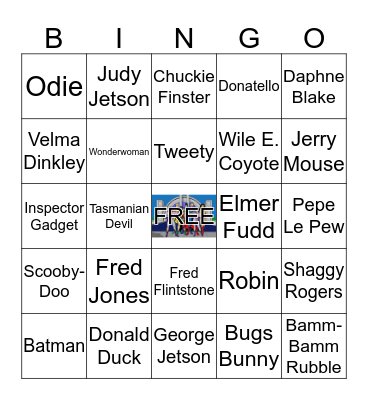 Classic Cartoon Characters Bingo Card