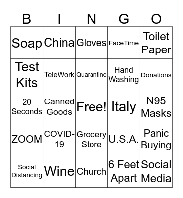 COVID-19 Bingo Card