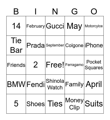 Mosley Bingo Card