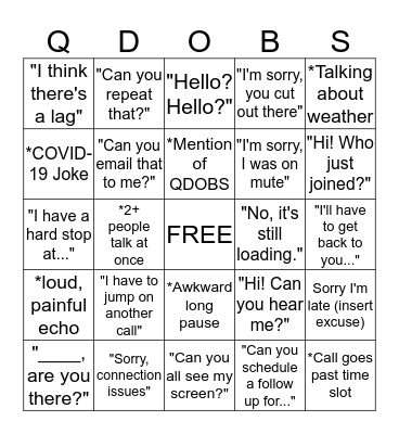 180Commerce Conference Call Bingo Card