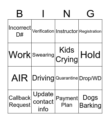 Call Center Bingo: COVID-19 Edition Bingo Card