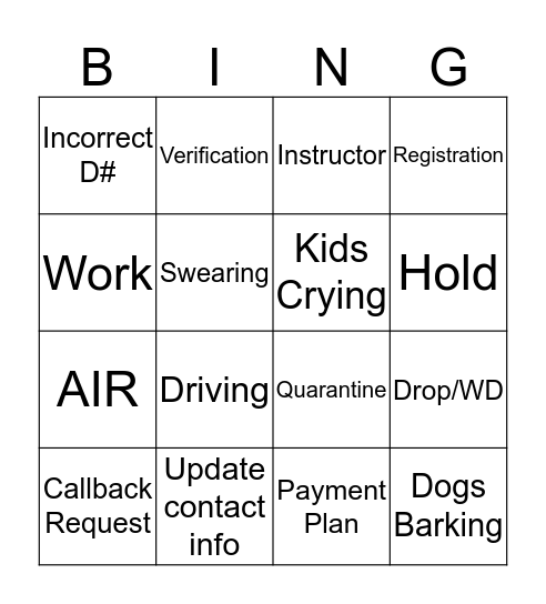 Call Center Bingo: COVID-19 Edition Bingo Card