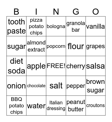 Smeller's Bingo Card