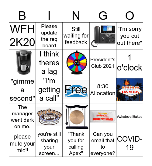APEX WFH Bingo  Bingo Card