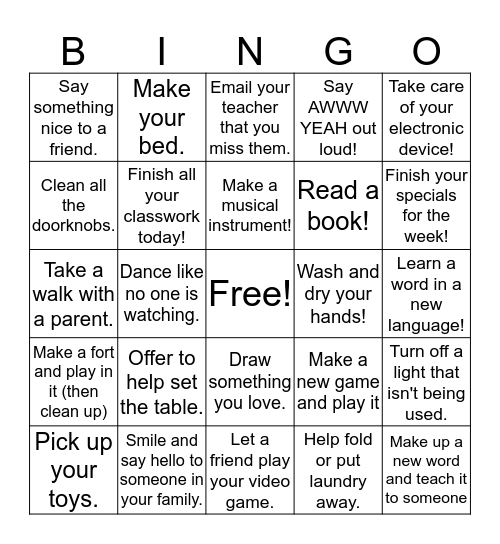 PAWS at Home Bingo Card