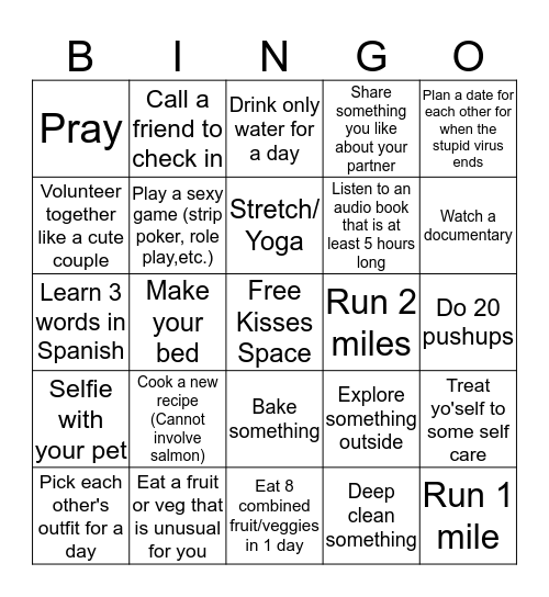 Laurel & Ross's Sexy Bingo Challenge Bingo Card